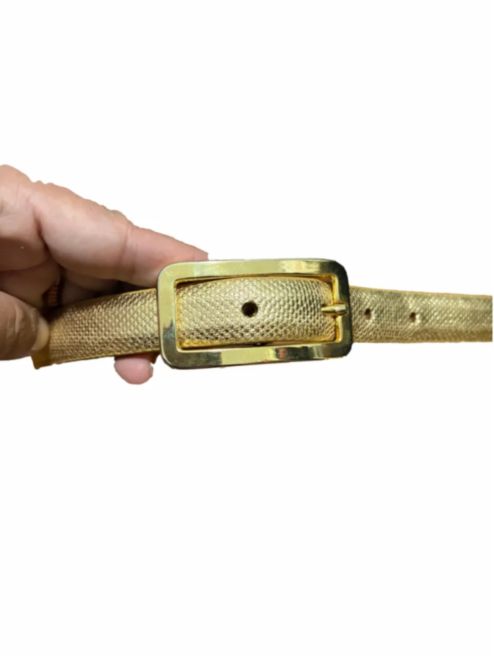Kleinberg Sherrill for Saks 5th Ave Genuine Karung Skinny Belt Silver & Gold-S